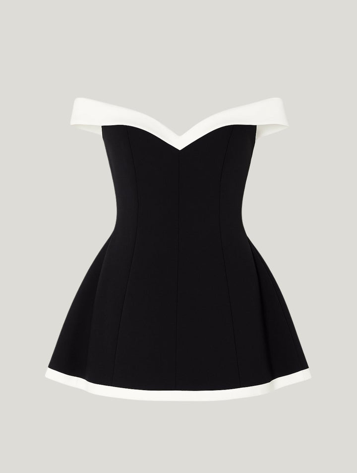 Women's Off-Shoulder Sweetheart Fit-and-Flare Mini Party Dress