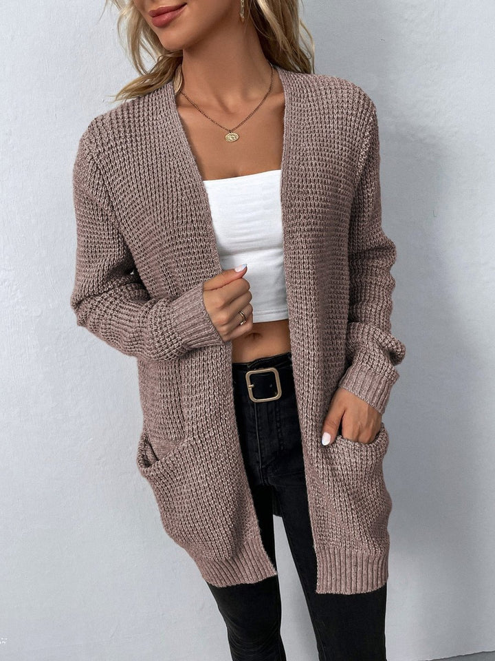 Women's Open-Front Waffle-Knit Relaxed Cardigan Jumper