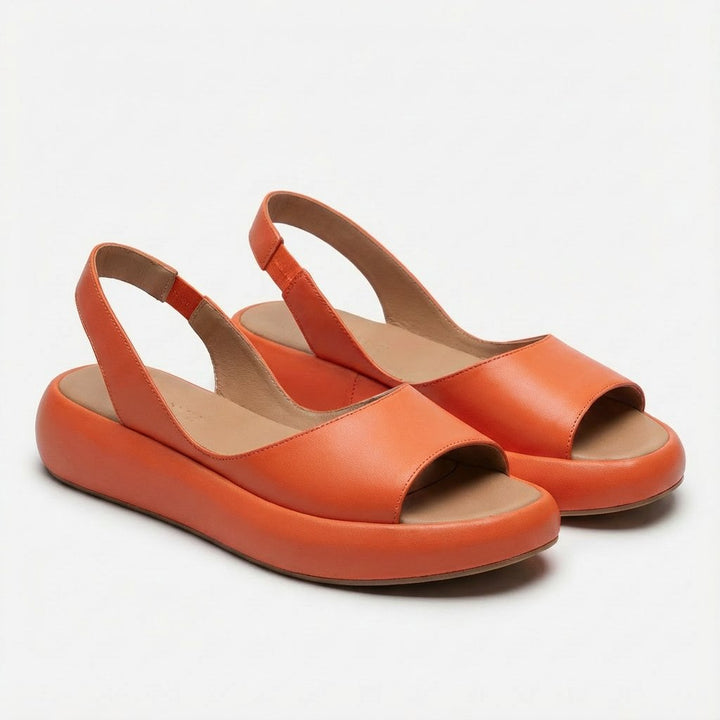 Women's Open-Toe Slingback Flatform Sandals - Naranja