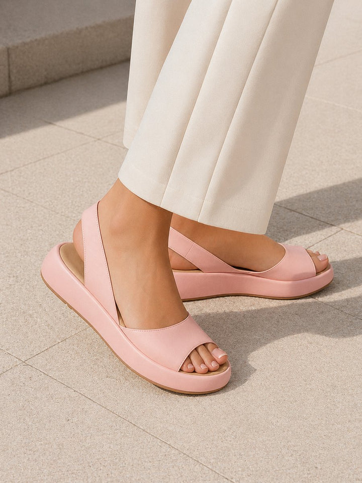 Women's Open Toe Slingback Low Wedge Sandals