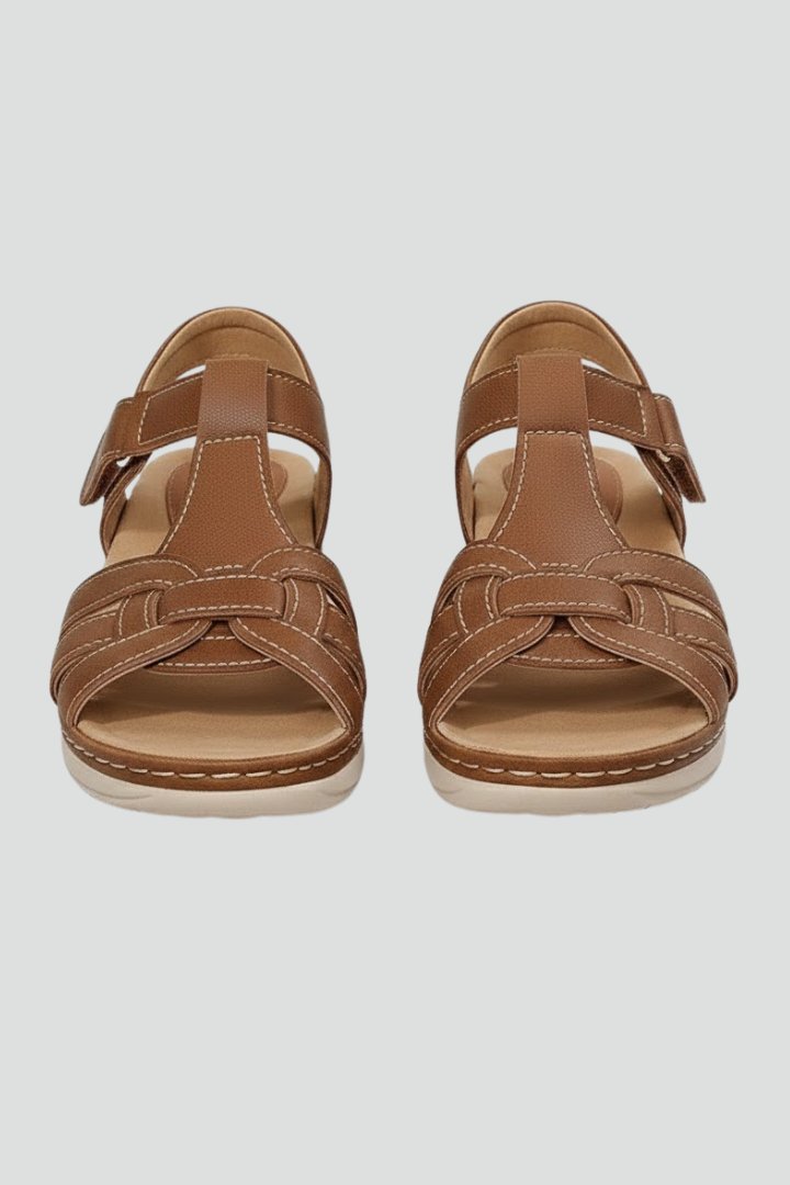 Women's Open-Toe Woven-Strap Flat Velcro Sandals