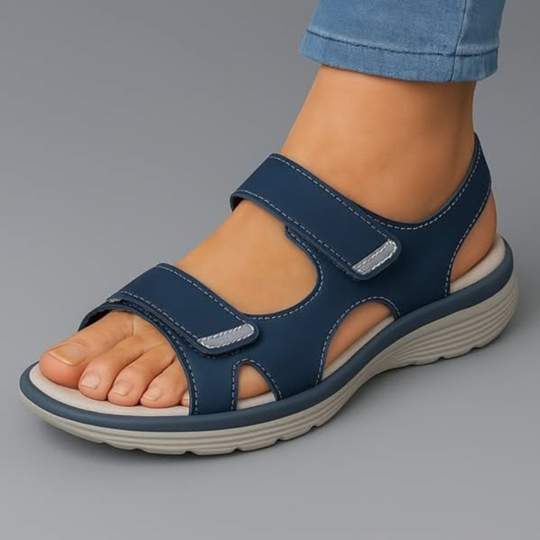 Women's Orthopedic Adjustable-Strap Open-Toe Cushioned Sandals - Blue