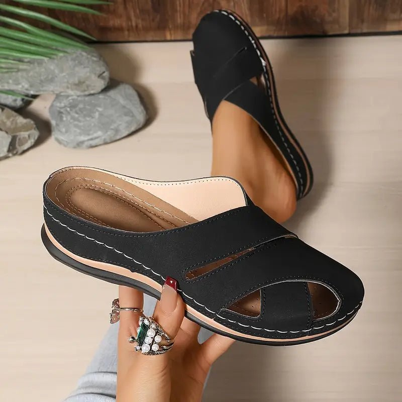 Women's Orthopedic Breathable Slip-On Sandals - Black