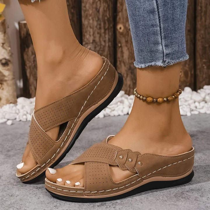 Women's Orthopedic Cross-Strap Wedge Sandals
