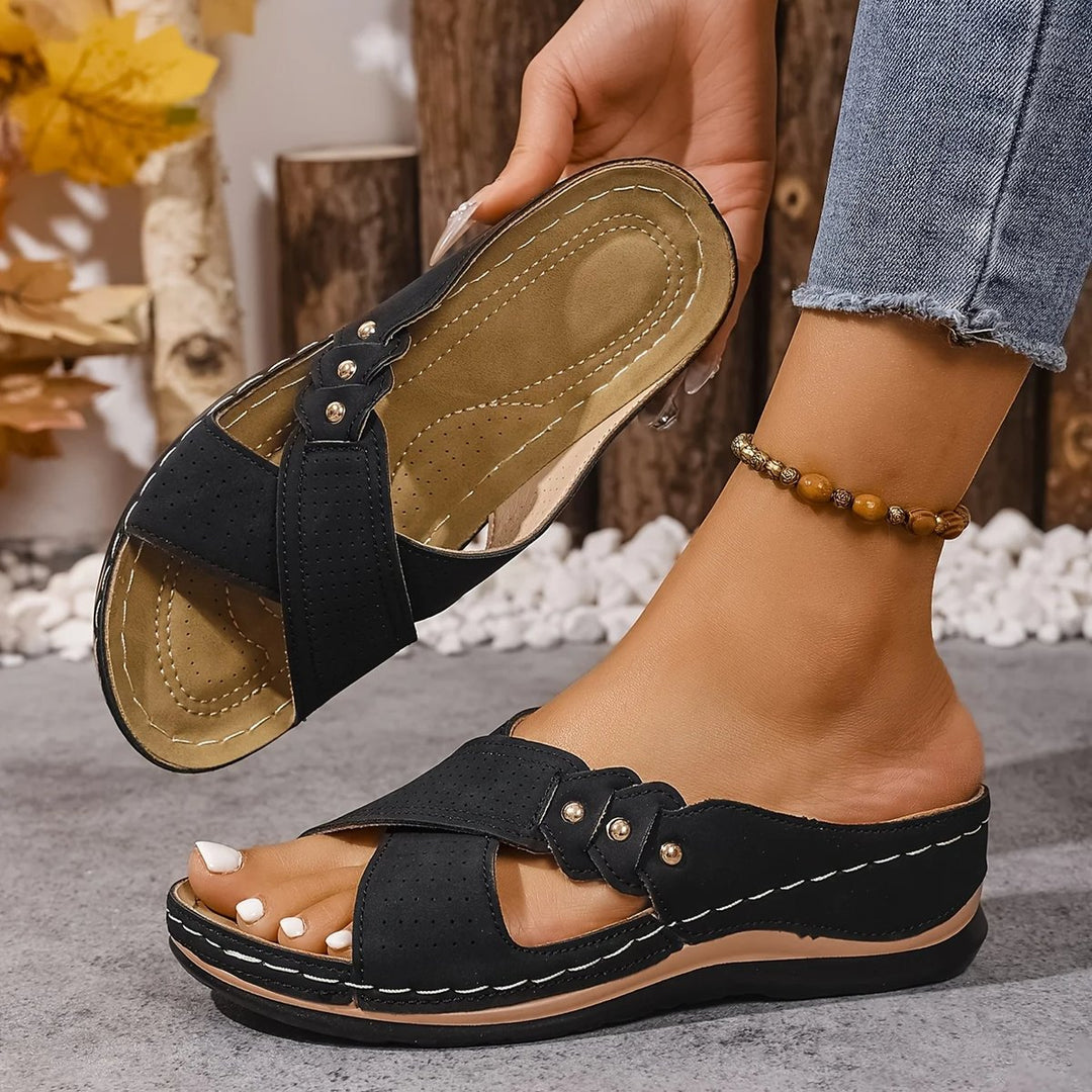 Women's Orthopedic Cross-Strap Wedge Sandals