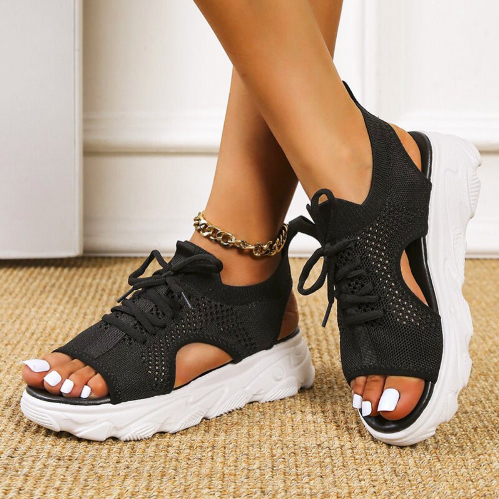 Women's Orthopedic Knit Lace-Up Athletic Sandals