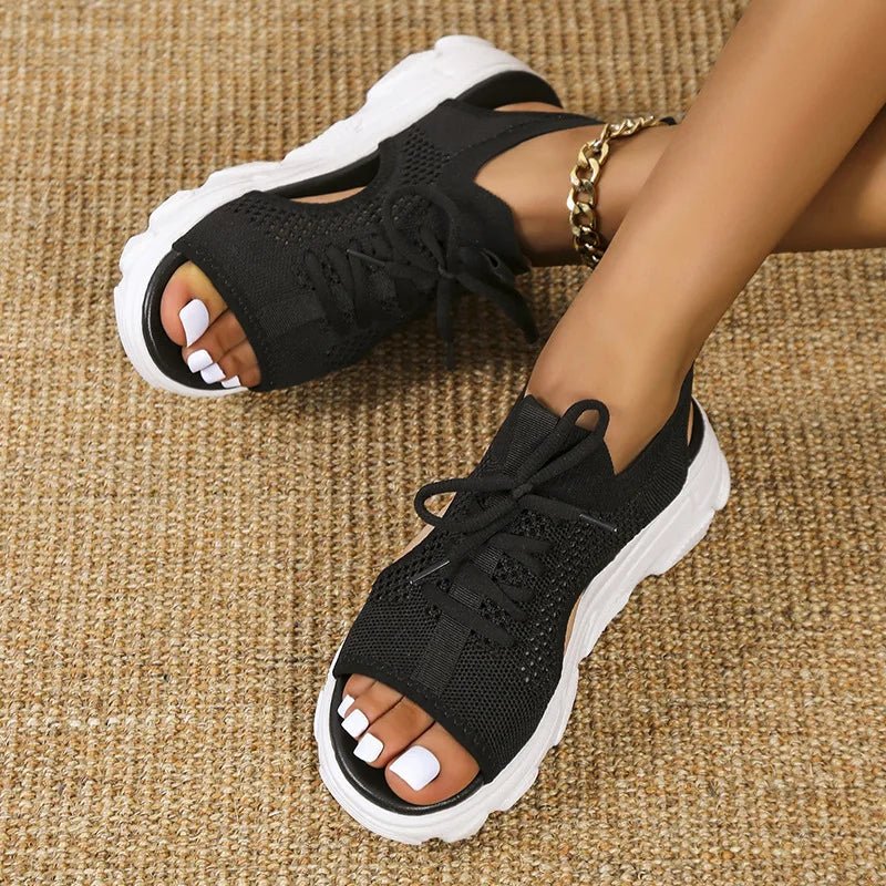 Women's Orthopedic Knit Lace-Up Athletic Sandals
