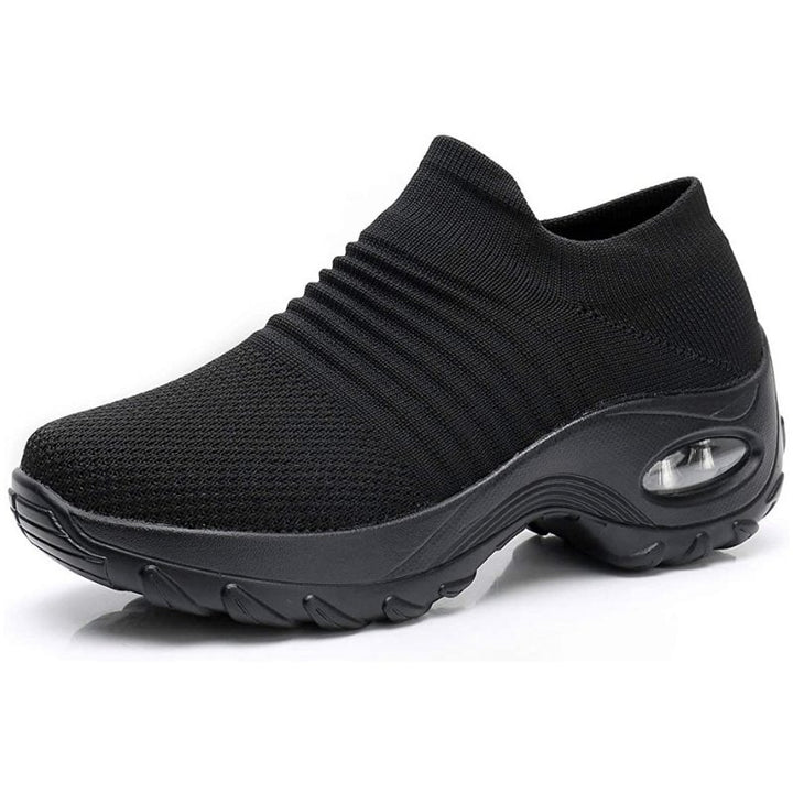 Women's Orthopedic Knit Slip-On Trainers - All Black