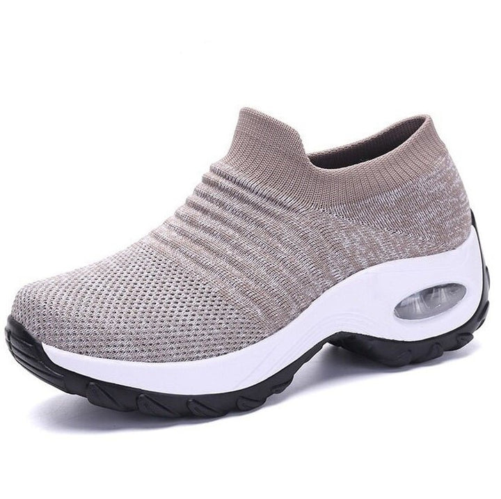 Women's Orthopedic Knit Slip-On Trainers - Khaki