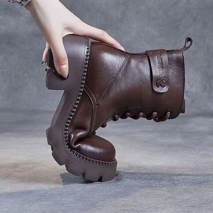 Women's Orthopedic Lace-Up Black Ankle Boots Lug Sole