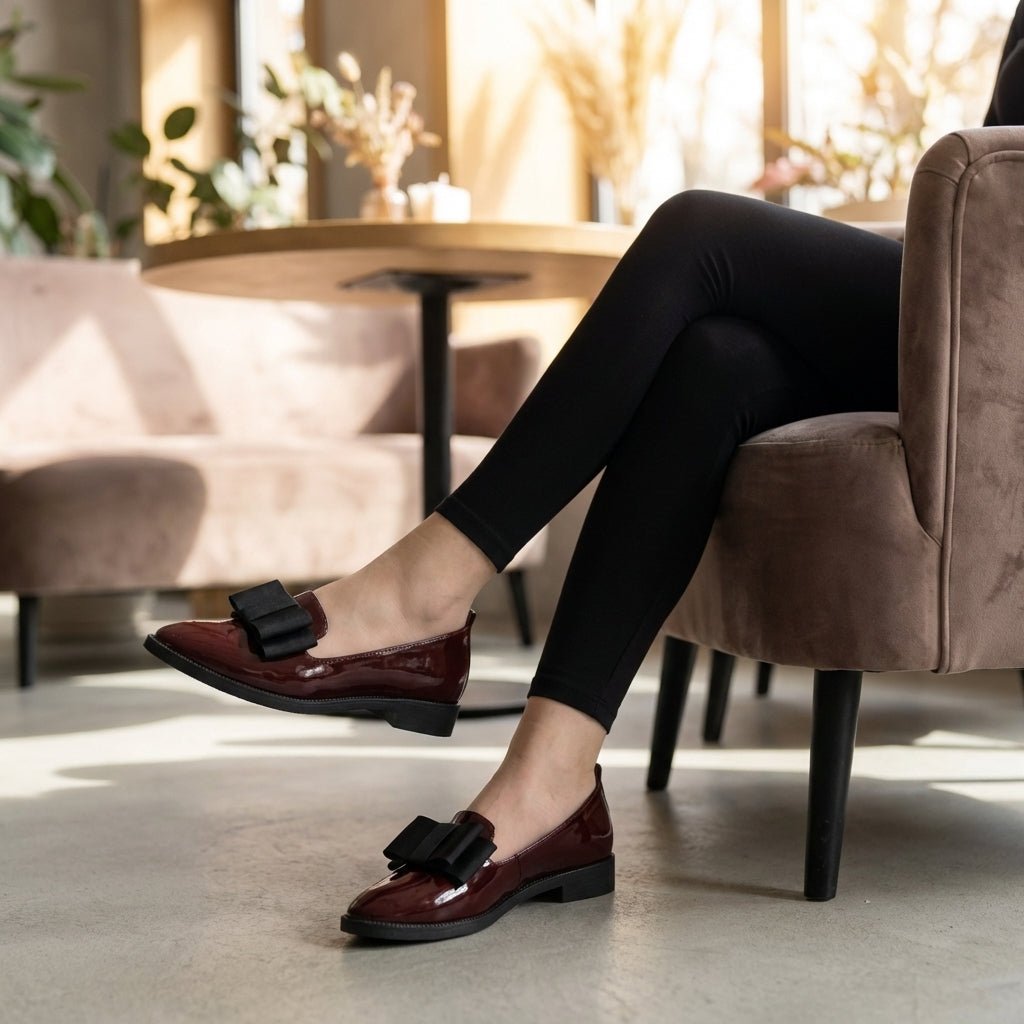 Women's Orthopedic Loafers Pointed Toe Patent Leather Black