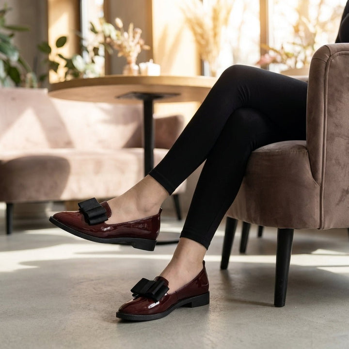 Women's Orthopedic Loafers Pointed Toe Patent Leather Black