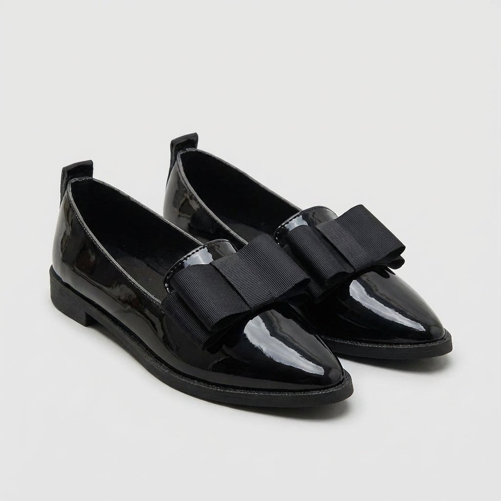 Women's Orthopedic Loafers Pointed Toe Patent Leather Black