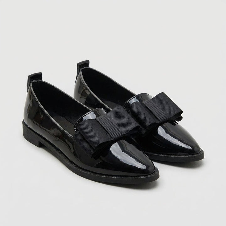 Women's Orthopedic Loafers Pointed Toe Patent Leather Black