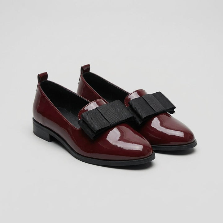 Women's Orthopedic Loafers Pointed Toe Patent Leather Black