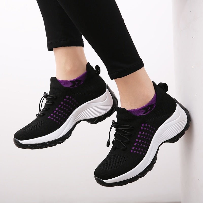 Women's Orthopedic Memory-Foam Lace-Up Platform Trainers