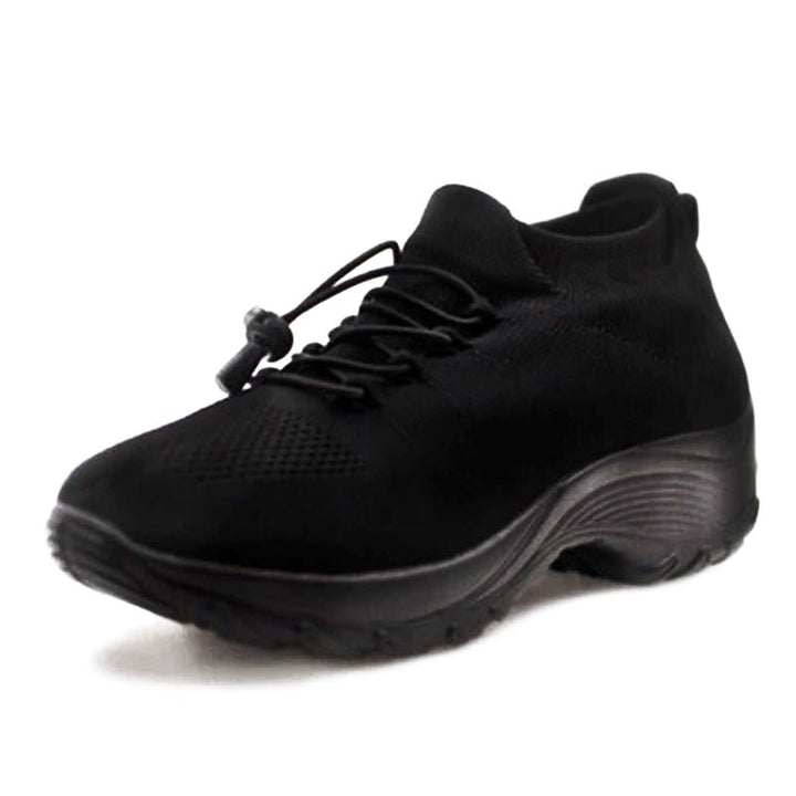 Women's Orthopedic Memory-Foam Lace-Up Platform Trainers - Midnight Black