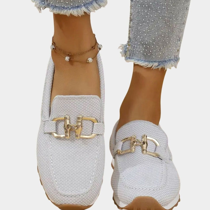 Women's Orthopedic Memory-Foam Slip-On Horsebit Loafer Trainers - White