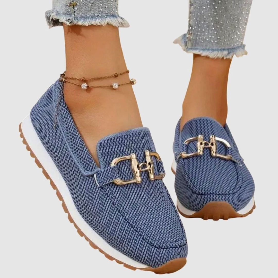 Women's Orthopedic Memory-Foam Slip-On Horsebit Loafer Trainers - Blue