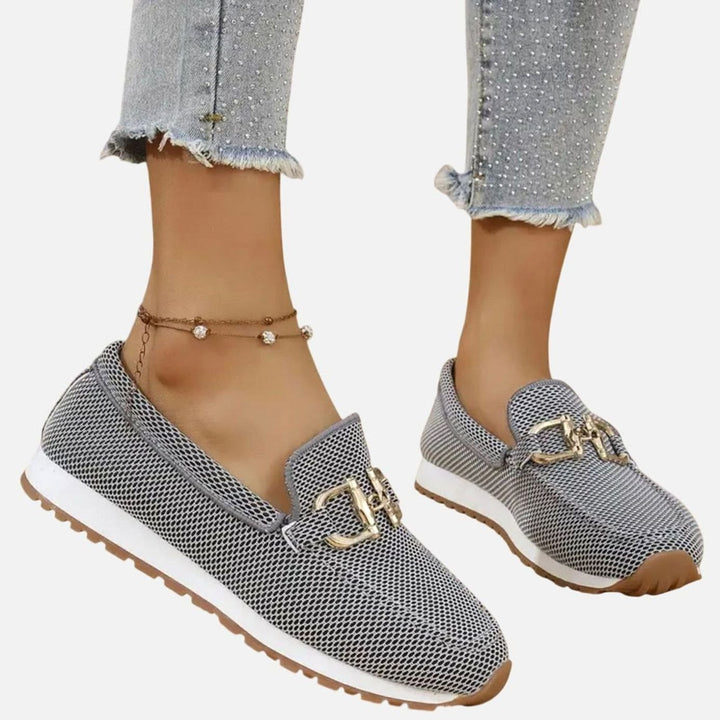 Women's Orthopedic Memory-Foam Slip-On Horsebit Loafer Trainers - Grey
