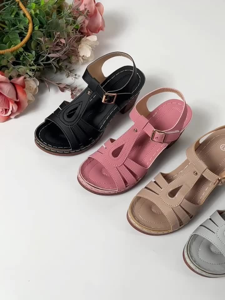 Women's Orthopedic Sandals Block Heel Vintage Buckle