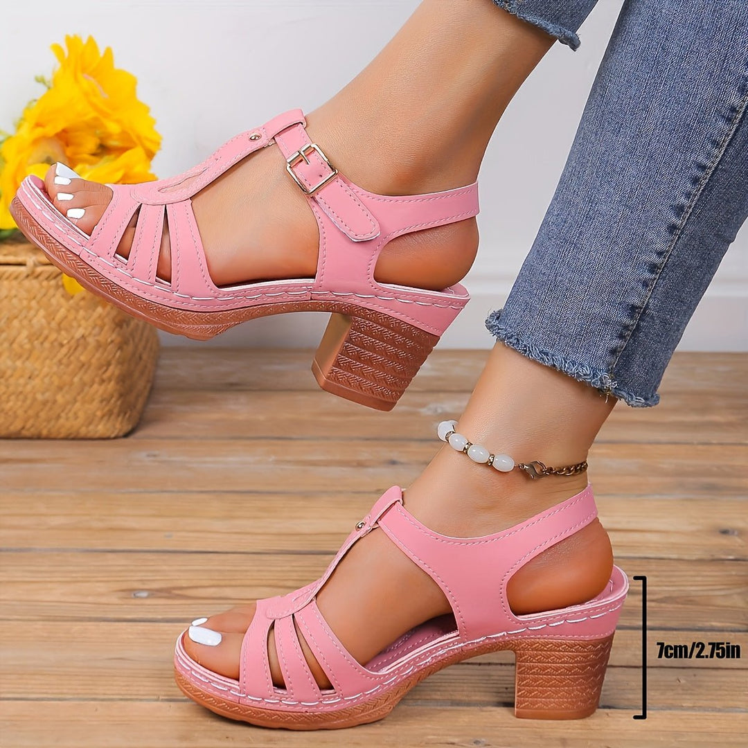 Women's Orthopedic Sandals Block Heel Vintage Buckle