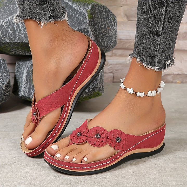 Women's Orthopedic Slip-On Toe-Post Sandals - Red