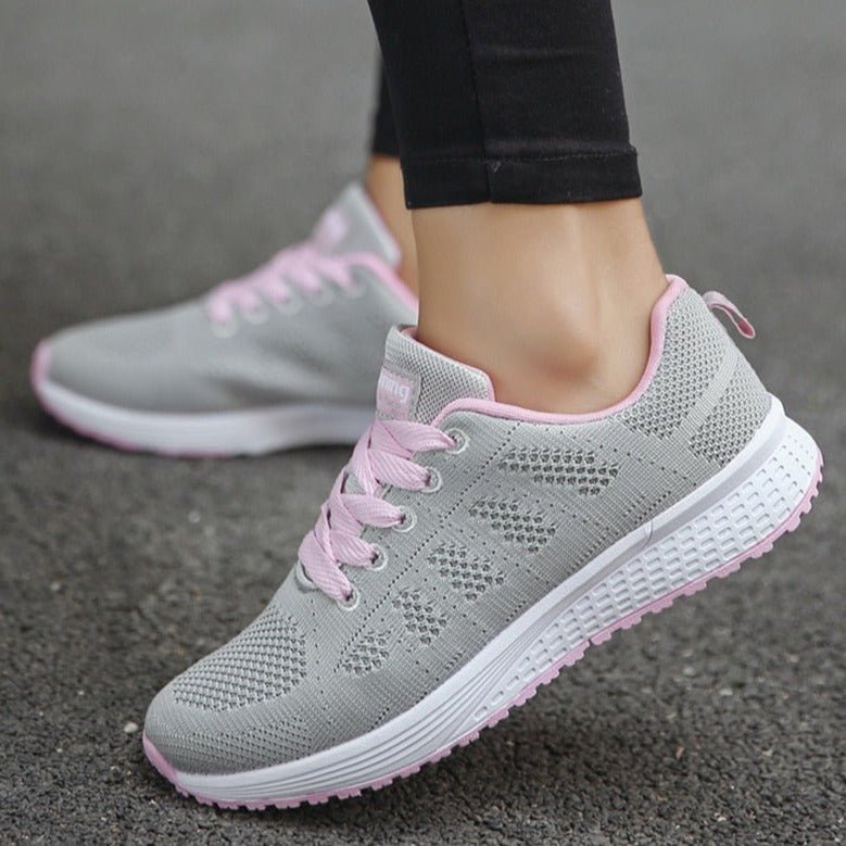 Women's Orthopedic Wide-Fit Lace-Up Mesh Knit Trainers