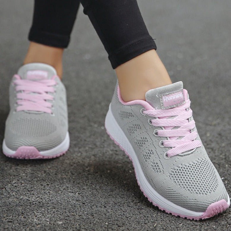 Women's Orthopedic Wide-Fit Lace-Up Mesh Knit Trainers