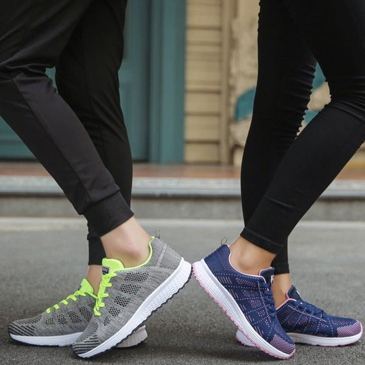 Women's Orthopedic Wide-Fit Lace-Up Mesh Knit Trainers
