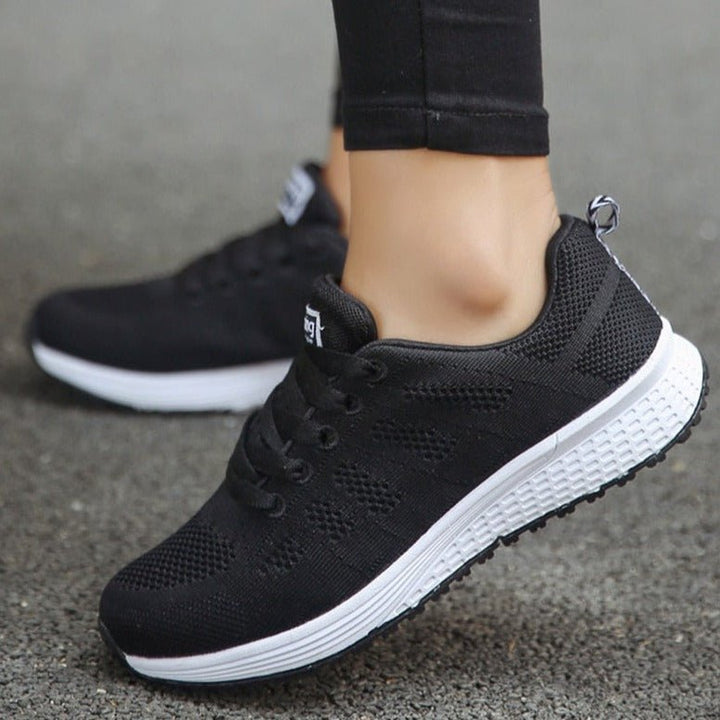 Women's Orthopedic Wide-Fit Lace-Up Mesh Knit Trainers