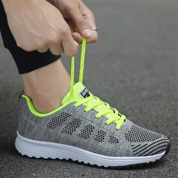 Women's Orthopedic Wide-Fit Lace-Up Mesh Knit Trainers