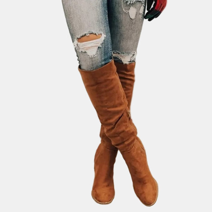 Women's Over-the-Knee Block Heel Suede Ankle Boots