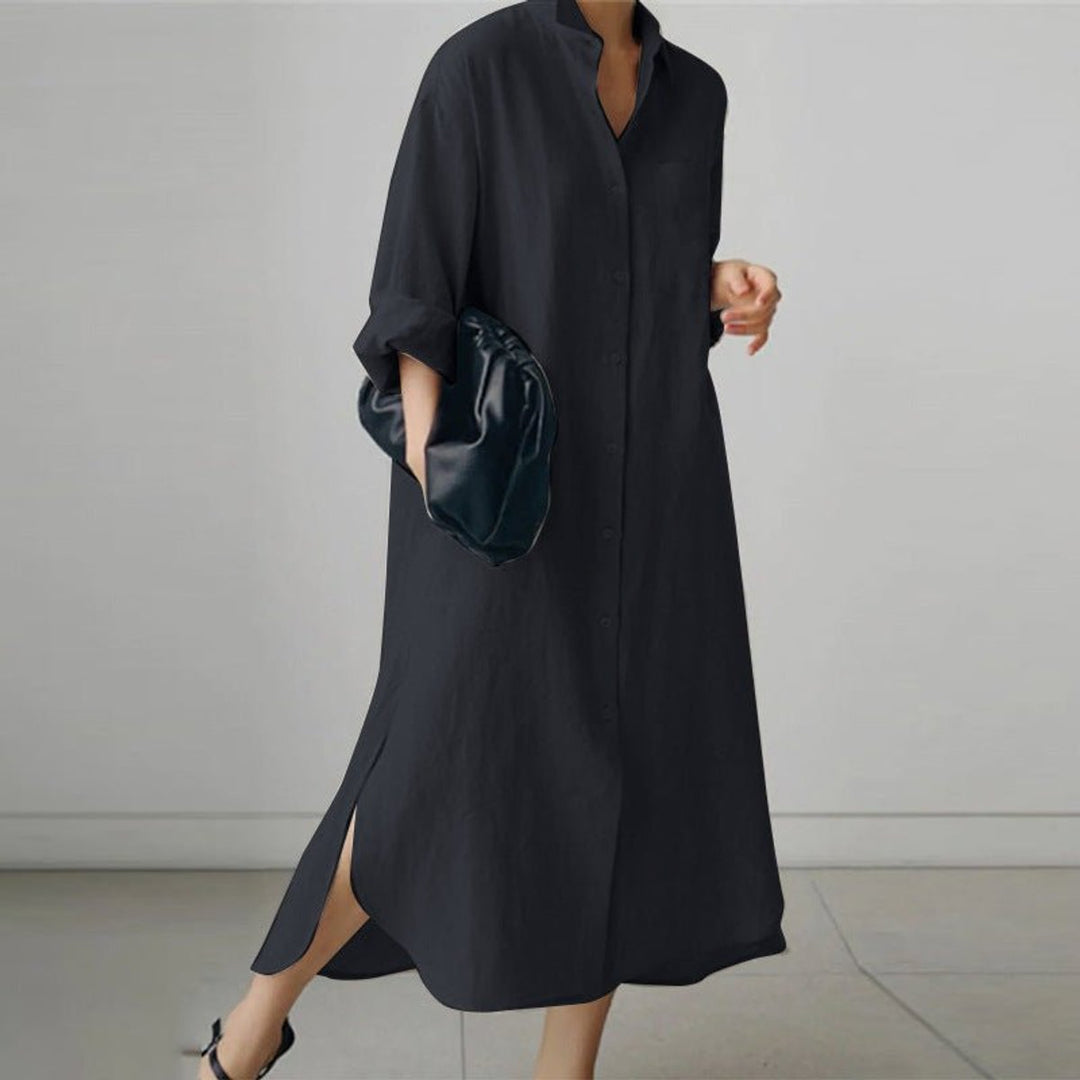 Women's Oversized Button-Down Long Sleeve Dress Collared Shirt