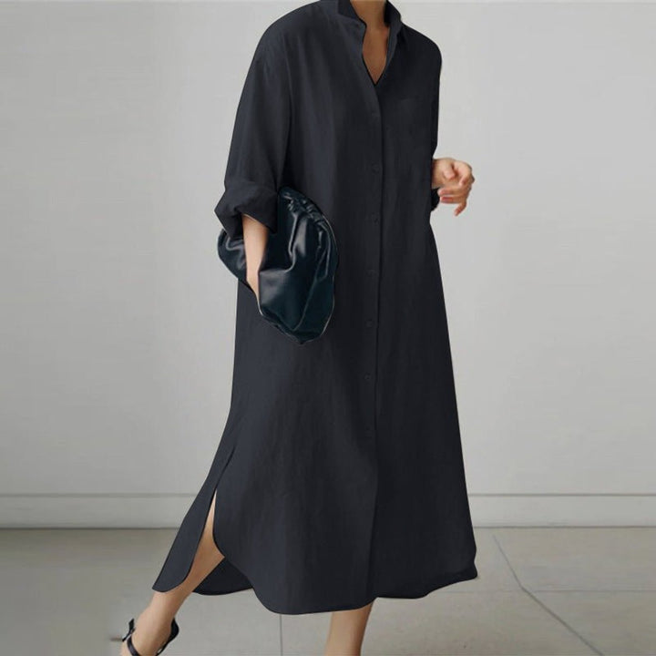 Women's Oversized Button-Down Long Sleeve Dress Collared Shirt