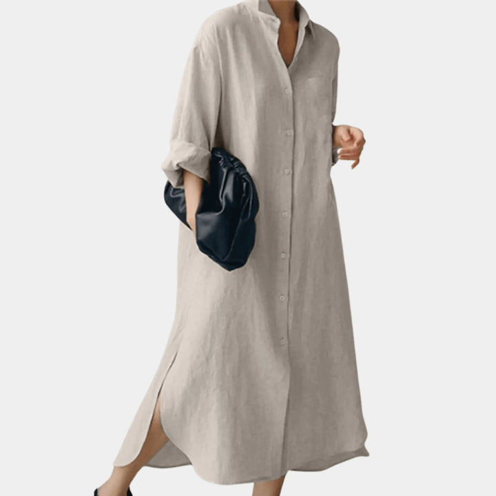 Women's Oversized Button-Down Long Sleeve Dress Collared Shirt