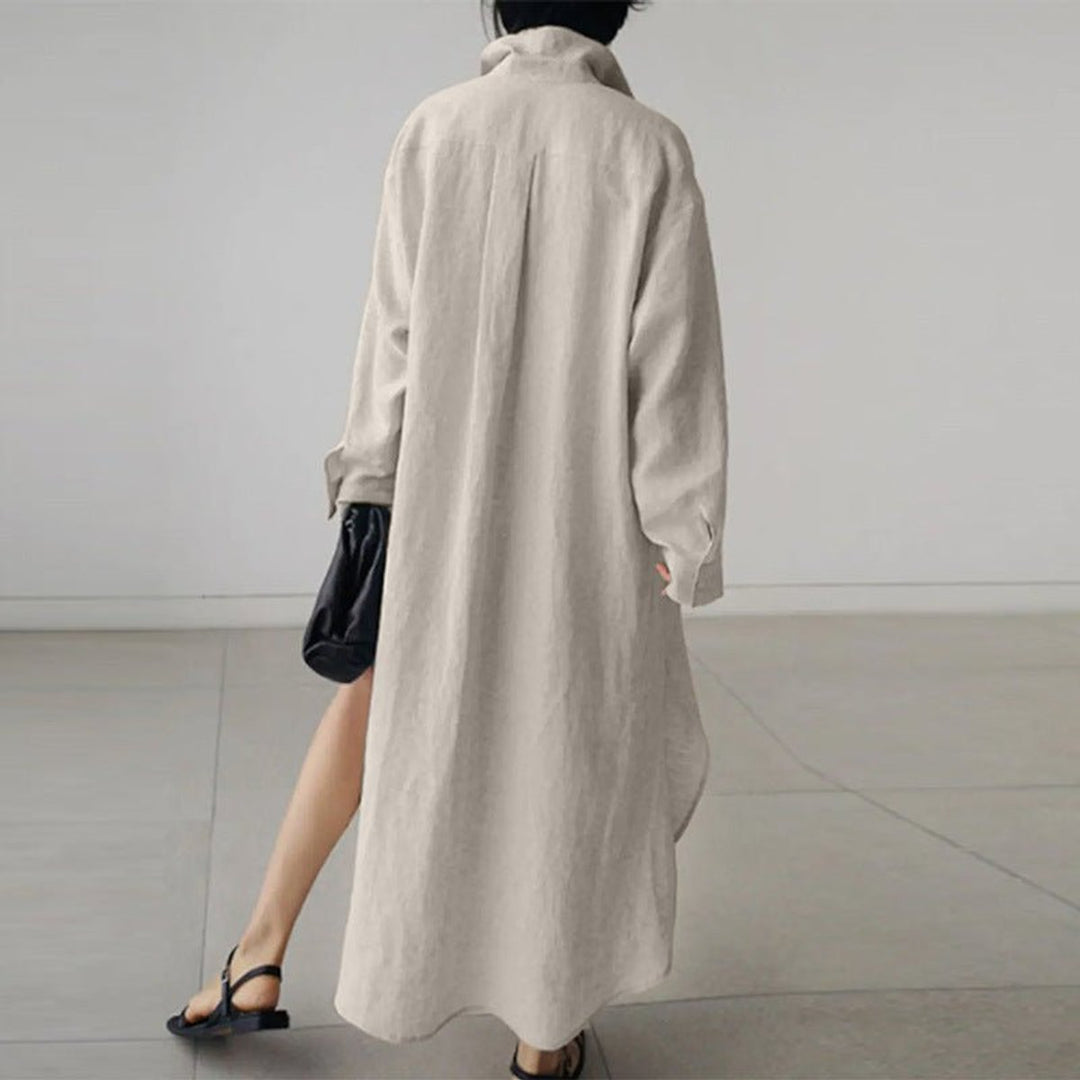Women's Oversized Button-Down Long Sleeve Dress Collared Shirt