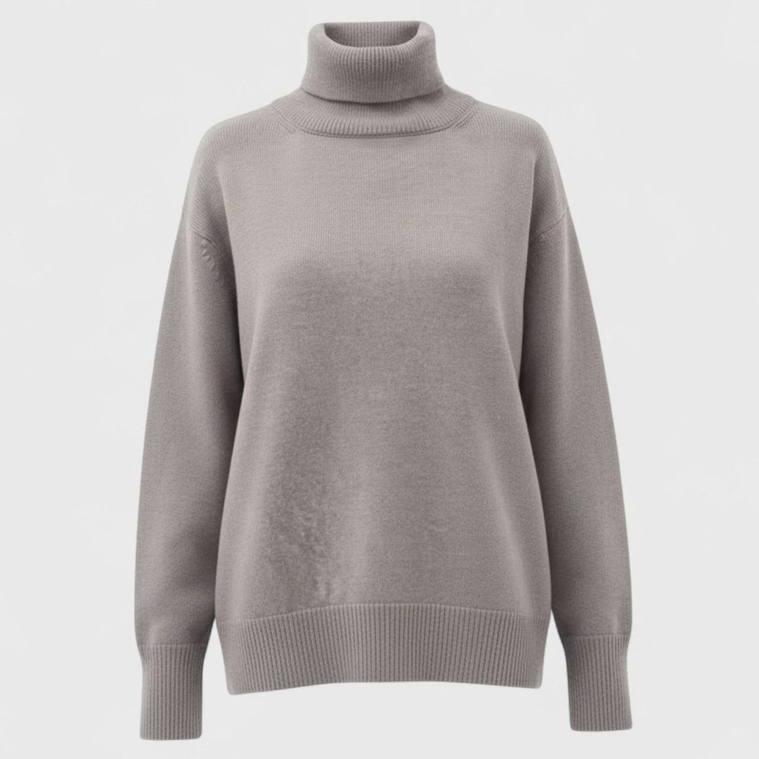 Women's Oversized Chunky Turtleneck Knit Sweater - Grey