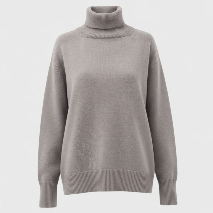 Women's Oversized Chunky Turtleneck Knit Sweater - Grey