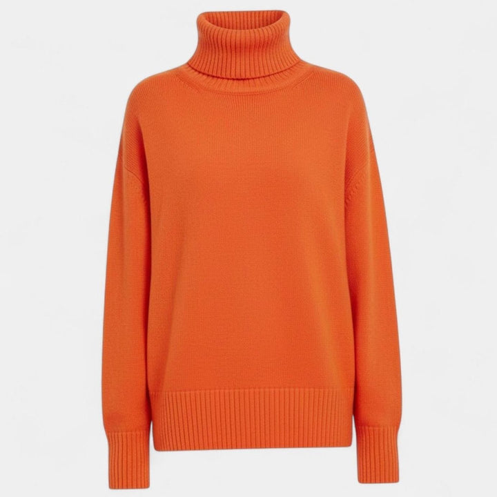 Women's Oversized Chunky Turtleneck Knit Sweater - Orange