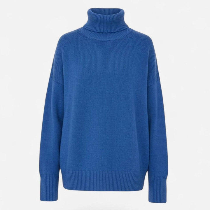 Women's Oversized Chunky Turtleneck Knit Sweater - Blue