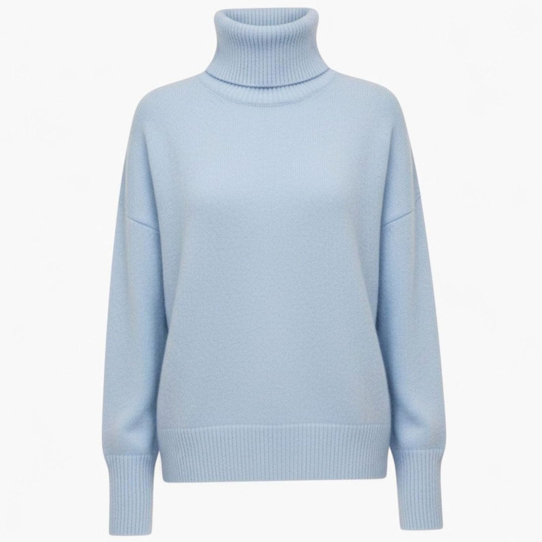 Women's Oversized Chunky Turtleneck Knit Sweater - Sky Blue