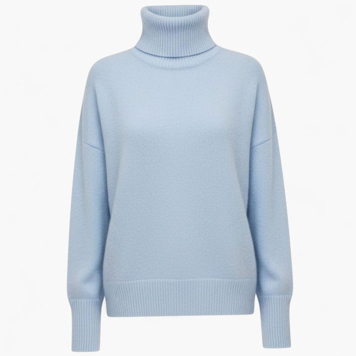 Women's Oversized Chunky Turtleneck Knit Sweater - Sky Blue