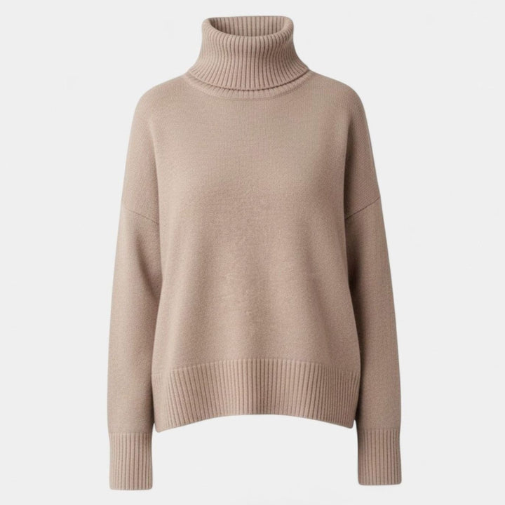 Women's Oversized Chunky Turtleneck Knit Sweater - Khaki