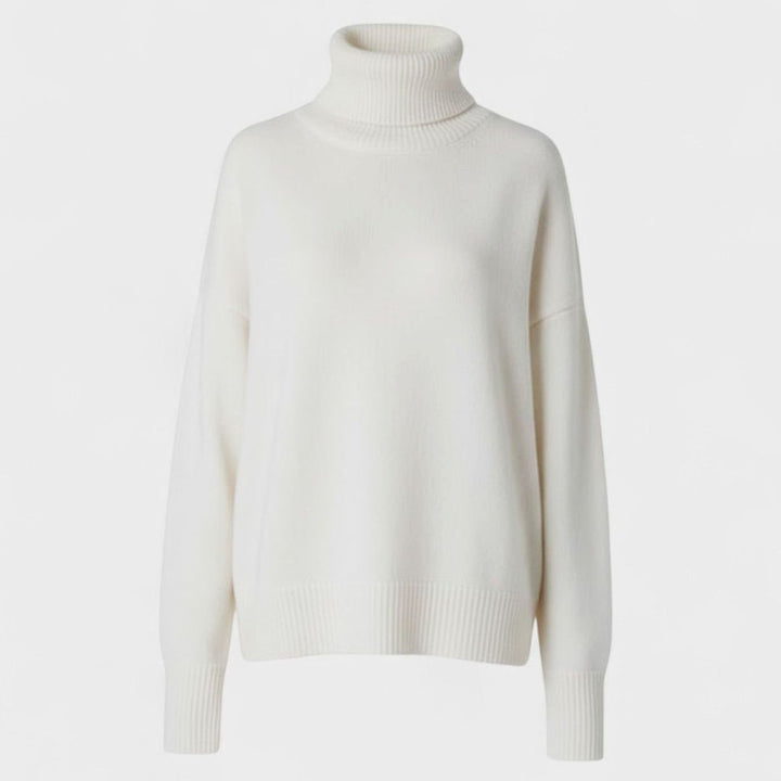 Women's Oversized Chunky Turtleneck Knit Sweater - White