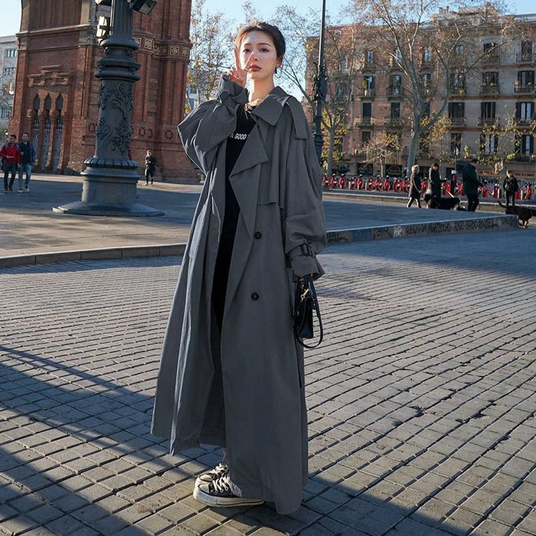 Women's Oversized Double-Breasted Longline Trench Coat