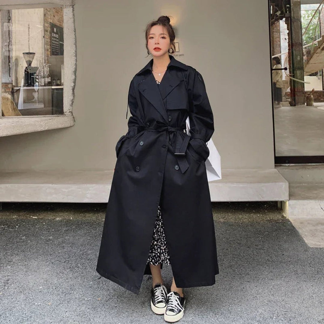 Women's Oversized Double-Breasted Longline Trench Coat