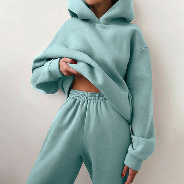 Women's Oversized Hoodie High-Waist Jogger Two-Piece Set - Mint Blue