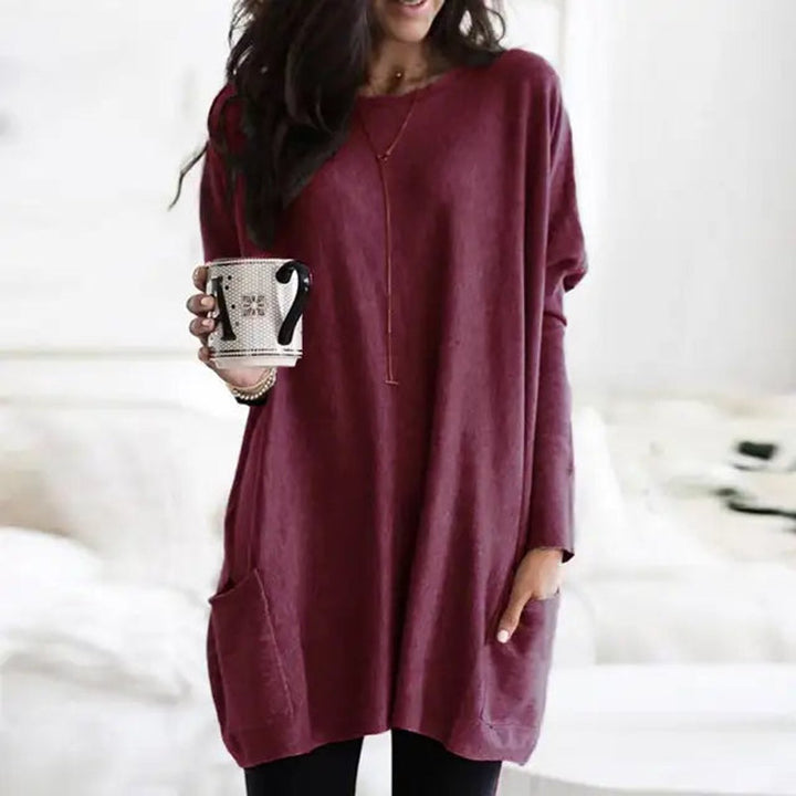 Women's Oversized Long-Sleeve Pocket Tunic Jumper Plus Size