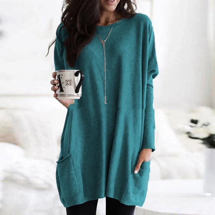 Women's Oversized Long-Sleeve Pocket Tunic Jumper Plus Size - Türkis